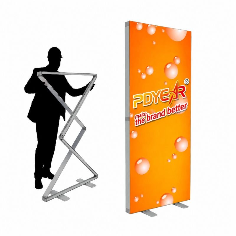 Custom Logo Folding SEG LED Light Box Aluminum Frame Double Sided Illuminated Banner Stand Wholesale Retractable