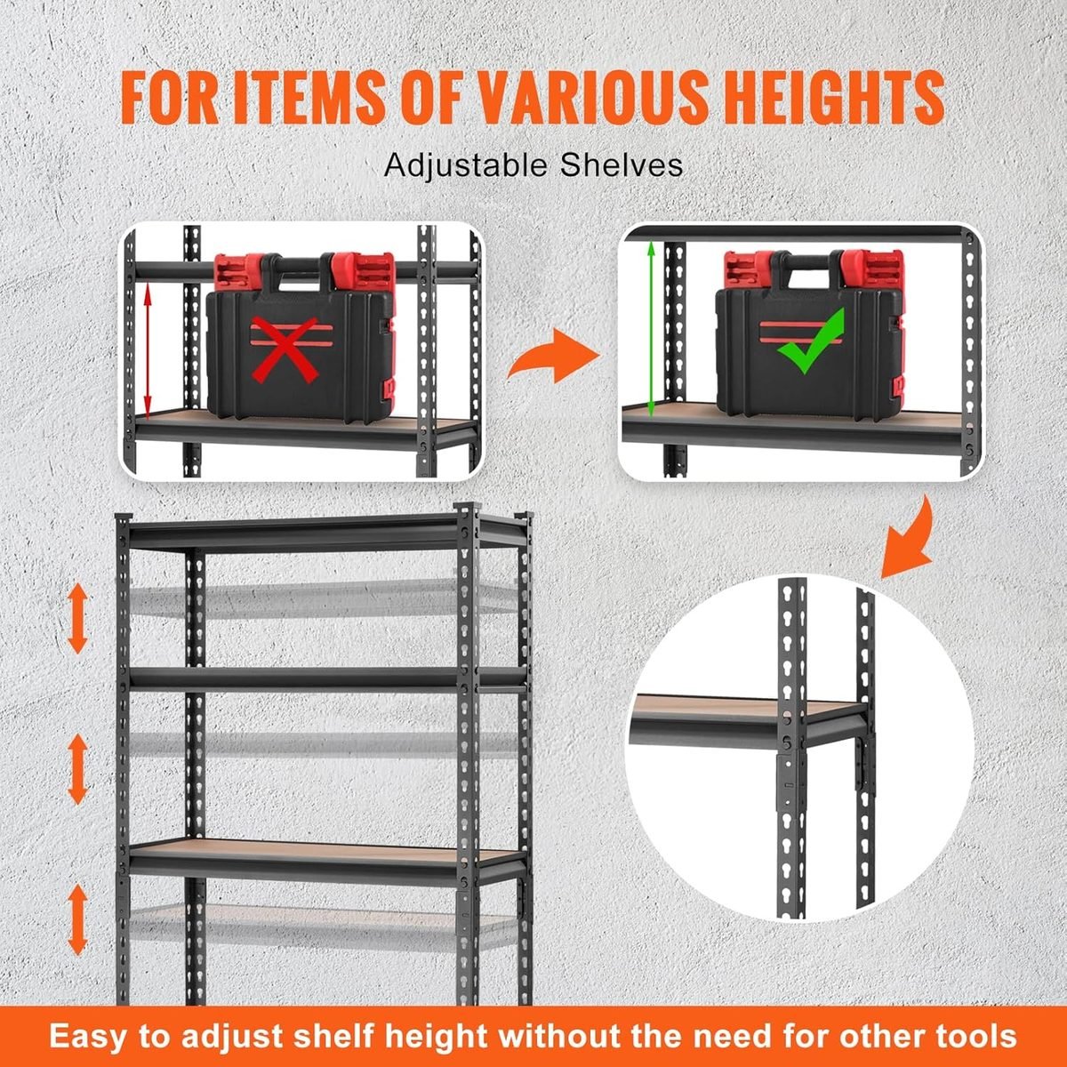 5 Tier Adjustable Boltless Steel Storage Rack, 2000 lbs Heavy Duty Powder Coated Organizer 6