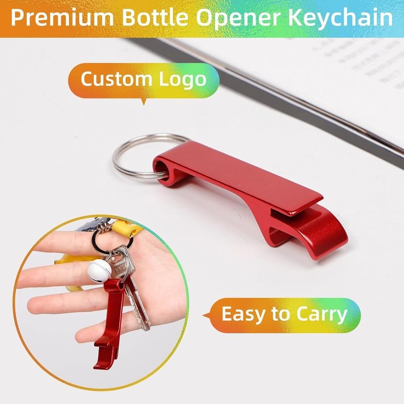 Custom Logo Metal Bottle Opener Keychain Bulk Aluminum Pocket Beer Opener Keyring for Branding Promotional Gifts 3