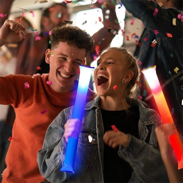 Custom Logo Light up Thunder Sticks LED Flashing Thicken Bam Bam Sticks Inflatable Cheering Sticks Glow in the alternate view