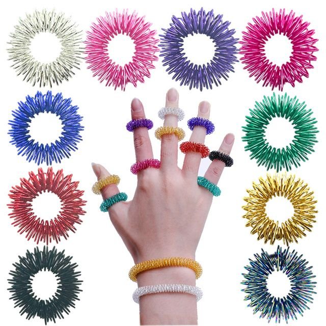 Hot Sales Acupressure Rings Spiky Sensory Finger Rings Silent Stress Reducer and Massager for Teens Adults
