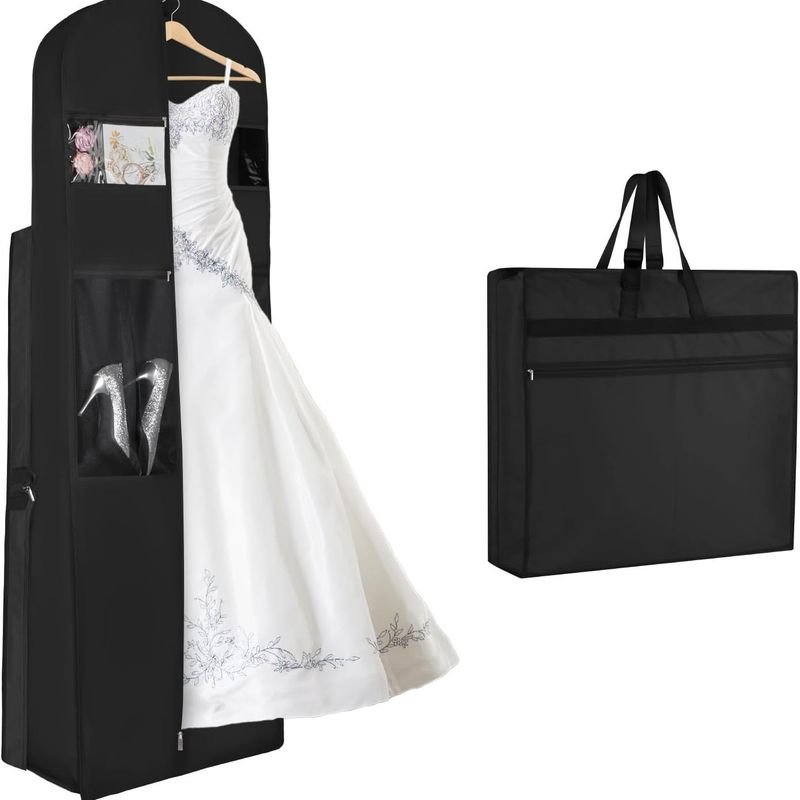 72" Wedding Dress Garment Bag with Bride Tote Bag Dust Storage Cover Bags for Women Gowns Long Dress Customized