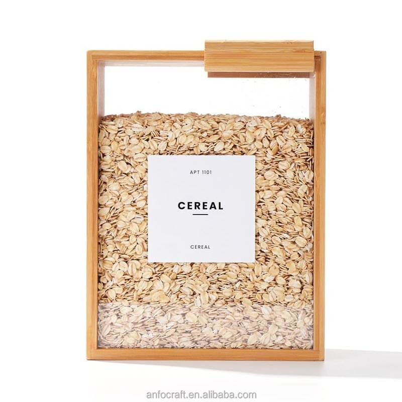 Durable and Eco-Friendly Bamboo Dry Food Storage Containers with Cereal Dispenser Pantry-Friendly Fresh-Keeping & alternate view
