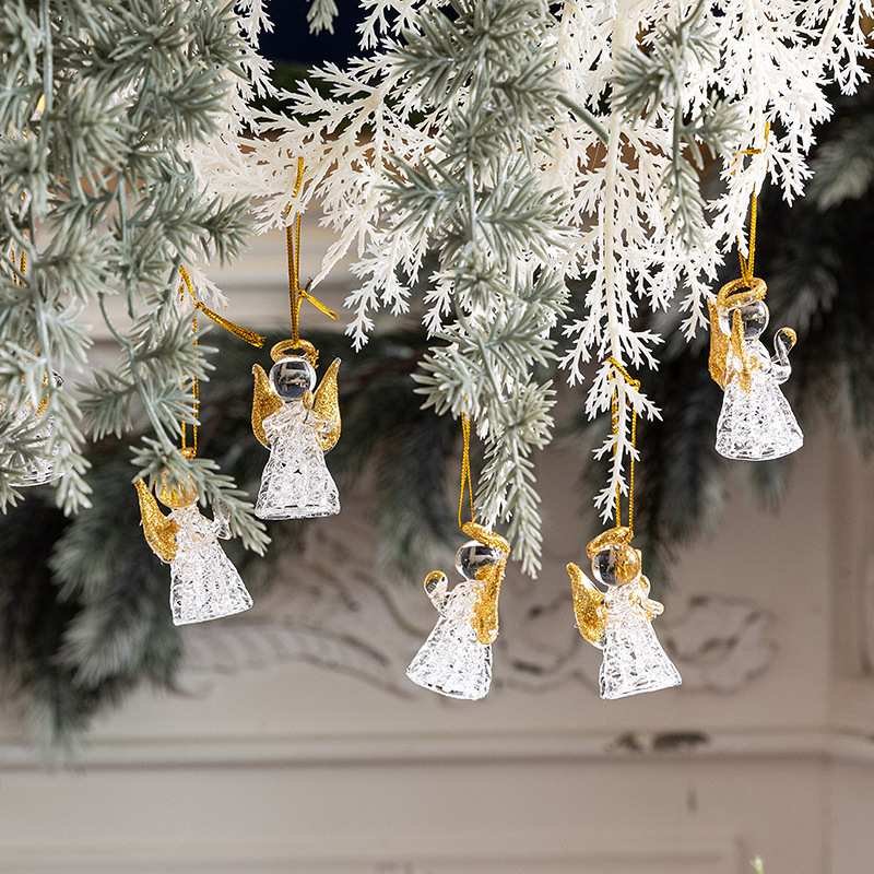 Christmas Decorations Crystal Glass Angel Girl Christmas Tree Pendant Transparent Ball alternate view