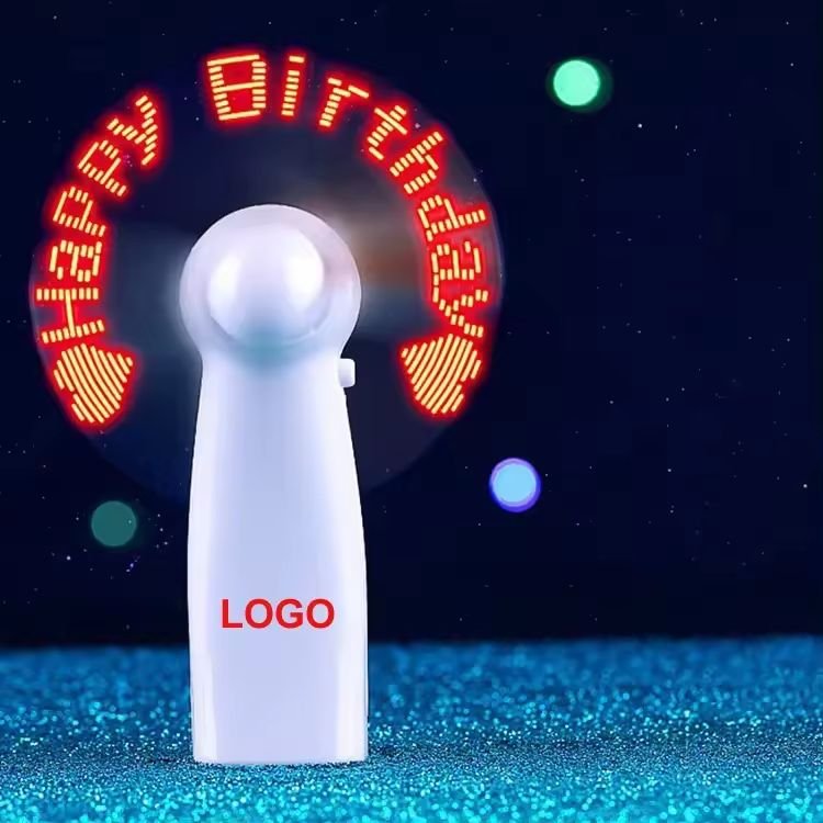 Mini LED Small Fan Glowing Text Custom Logo Multi-color Handheld Portable Gift Advertising Specialty 3
