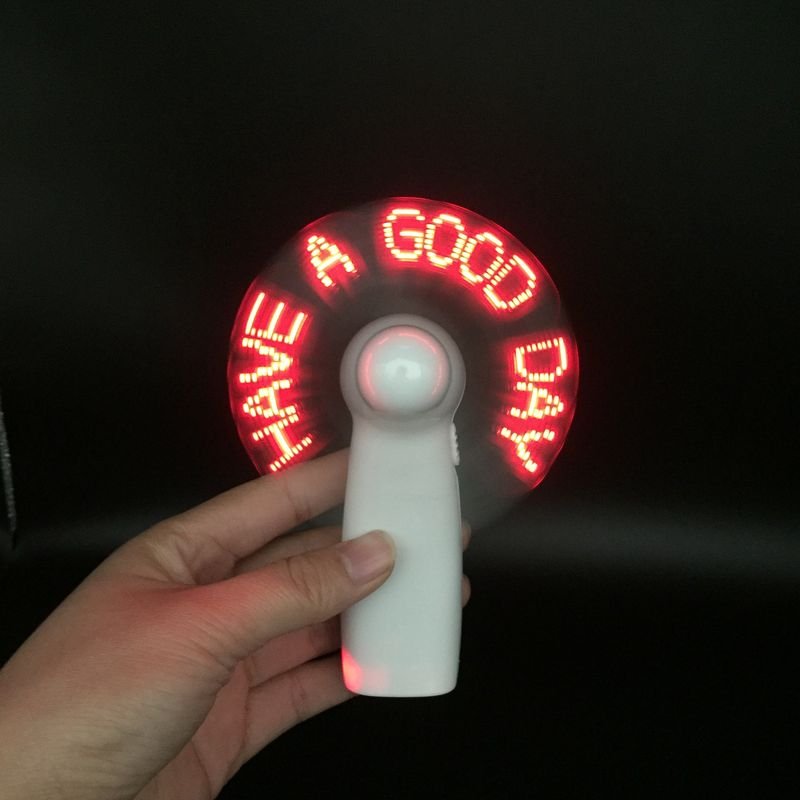 Mini Portable Handy Led Custom Logo Text Message Battery Fan Programmable Led Display Handheld Electric Wedding alternate view
