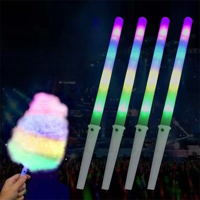 LED Cotton Candy Cones Colorful Glowing Sticks Marshmallow Sticks for Cotton Candy Neon Party Favors Supply
