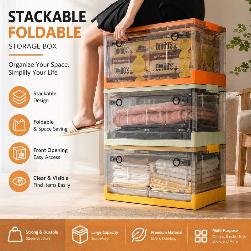Outdoor Large Capacity Storage Plastic Bread Box Foldable Storage Box Camping Boxes Folding Basket alternate view