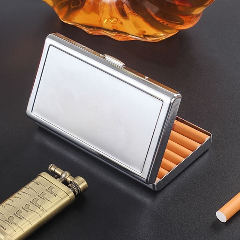 Leather Cigarette Case for Men Portable for Thick Thin Cigarettes Box Metal Protective Case High-grade Business 3