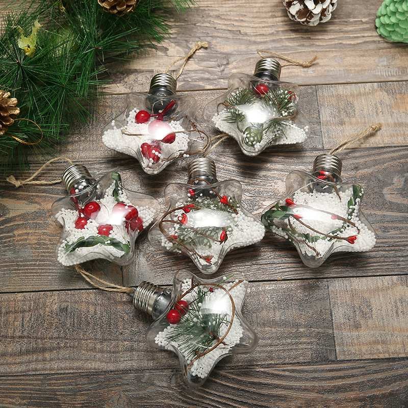 Luxury Star-shaped Shatterproof Hanging Ball With Led Lights Christmas Ornament Balls Plastic Ball for Xmas alternate view