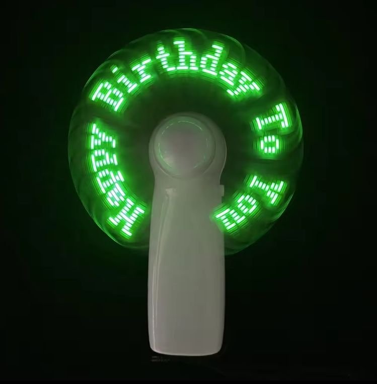 2026 NEW Advertising Led Fan Programmable Led Message Handheld Portable Rechargeable Fan with Led Light