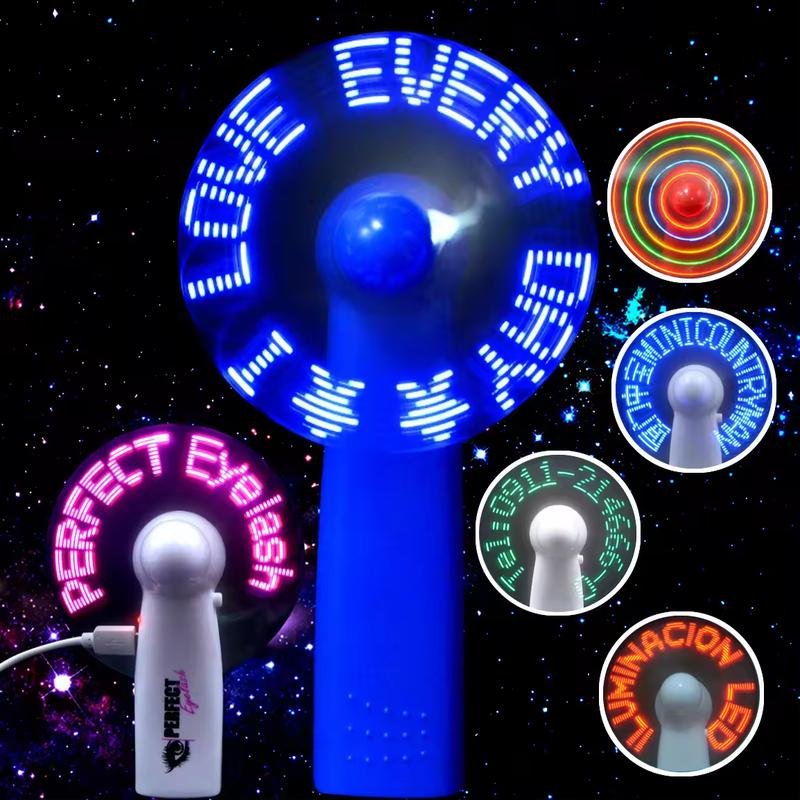 Mini LED Small Fan Glowing Text Custom Logo Multi-color Handheld Portable Gift Advertising Specialty alternate view