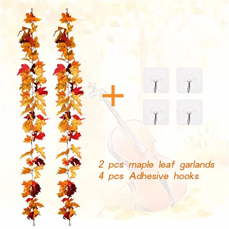 Fall Maple Leaves Garland Artificial Autumn Foliage for Thanksgiving Halloween Christmas Party Decoration 3
