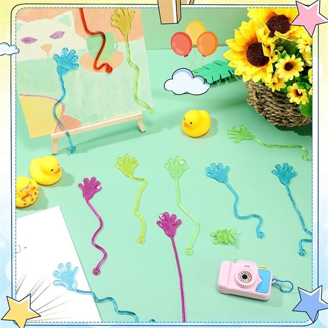 Mini Sticky Hands Toys Sticky Finger Fun Toys Wacky Fun Stretchy Sticky Hands Easter Egg Basket Goodie Bag Stuffer 3
