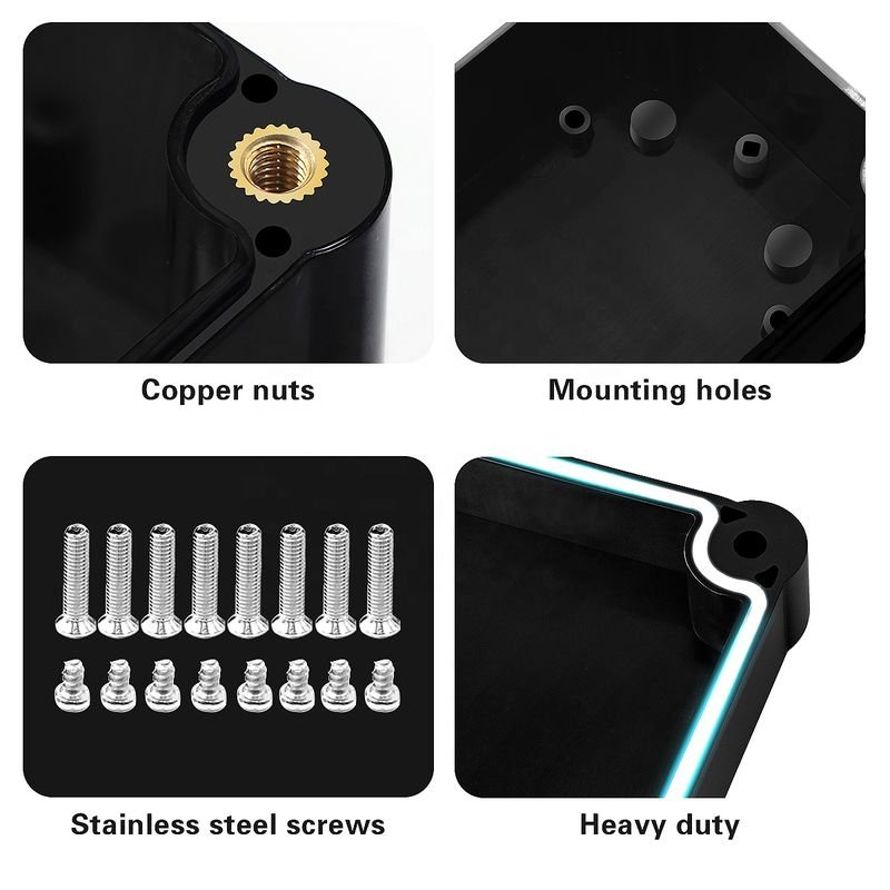ABS Black Waterproof Plastic Enclosure Box Electronic Instrument Case Electrical Project Outdoor Junction Box 3