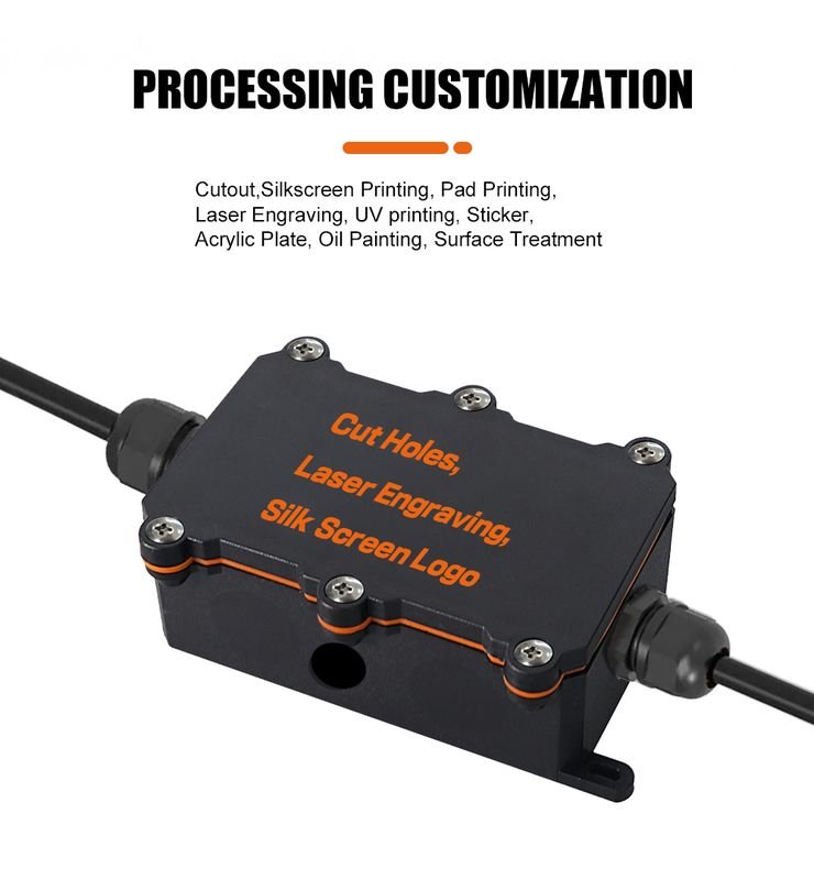 Szomk Custom PC Flame Retardant Outdoor Project Electric Ip68 Junction Box Black Waterproof Box Abs Plastic 3