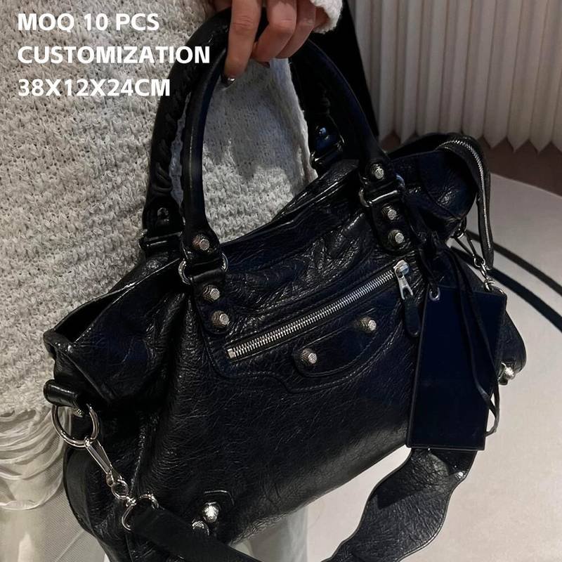 Customizable New Rivet Motorcycle Bag, Trendy Y2K Shoulder Bag, High-End Large-Capacity Crossbody & Handheld