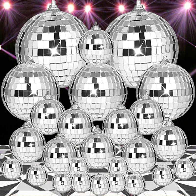 2cm-100cm Hanging Mirror Disco Ball Cool and Fun Hanging Party Disco Ball Silver Glass Disco Balls Christmas Decor