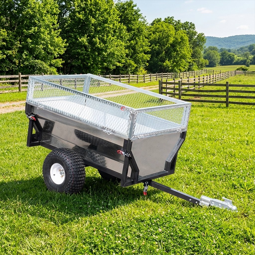 Heavy Duty Galvanized Steel Garden Utility Dump Trailer, ATV UTV Tractor Tow Behind Cart with Removable Gates