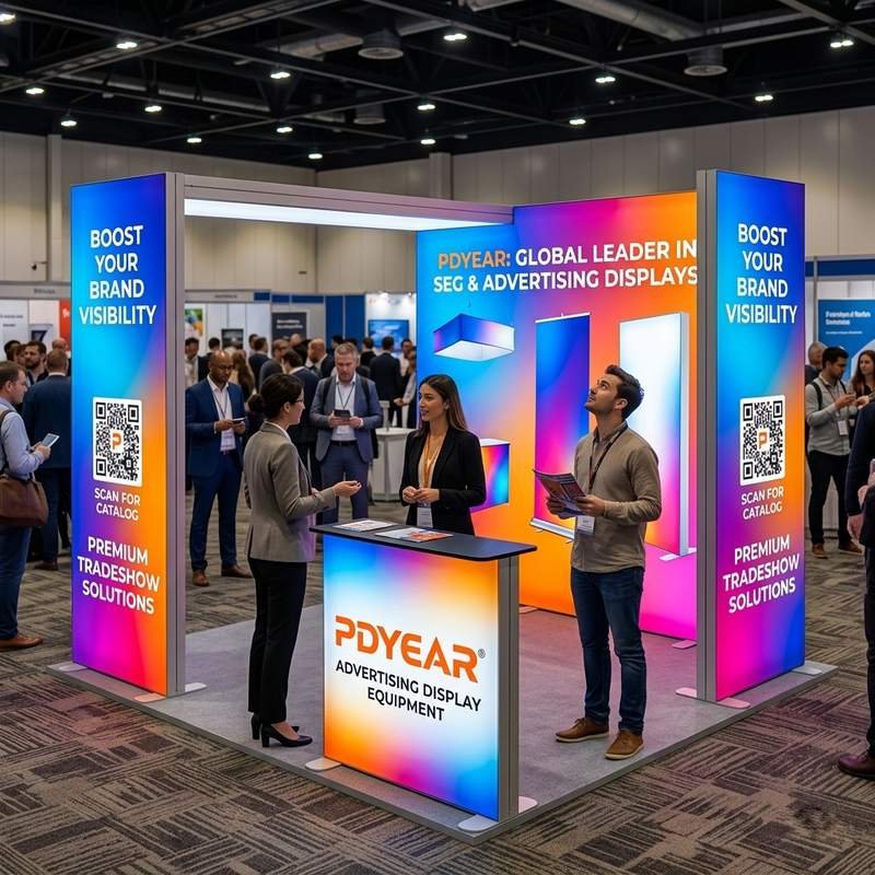 Custom Print Advertising Tool-free Foldable LED SEG Fabric Light Box PVC Frame Backwall Backdrop for Trade Show 3