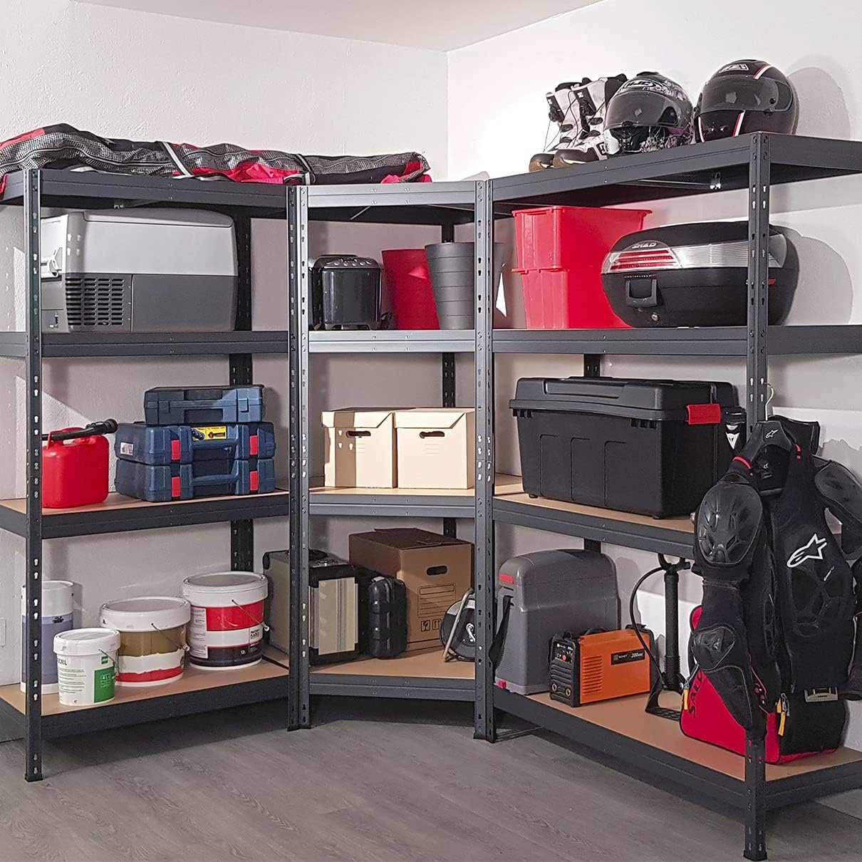 Heavy Duty Adjustable 5-Shelf Steel Boltless Plug-In Warehouse Storage Organizing Unit 6