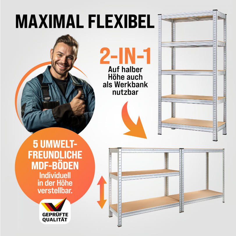 Galvanized Boltless Metal Shelf for Garage Storage, Easy Assembly with Adjustable Layers