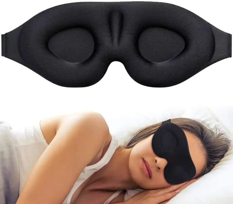 Sleep Eye Mask Black Out Sleeping Night Mask Lightproof 3D Contoured Cup Soft Blindfold Adjustable Gray