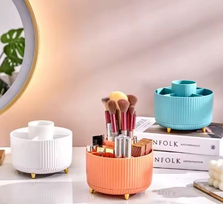 Plastic Brush Storage Box Desktop Makeup Brushes Holder 360 Degree Rotatable Sundries Dressing Table Organizer 3