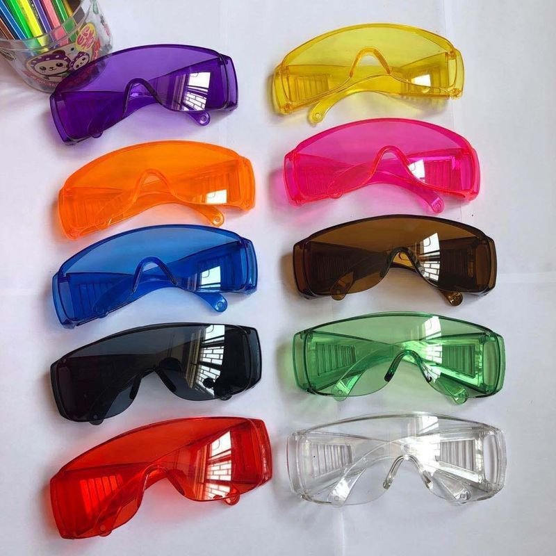 Transparent Colored Anti Scratch and Windproof Cycling Sunglasses for Men and Women Plastic Material 100pcs Party