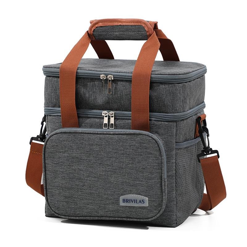 Large Capacity Double-layer Lunch Bag Insulated Bag Outdoor Picnic Insulated Bags Office Worker Food Preservation alternate view