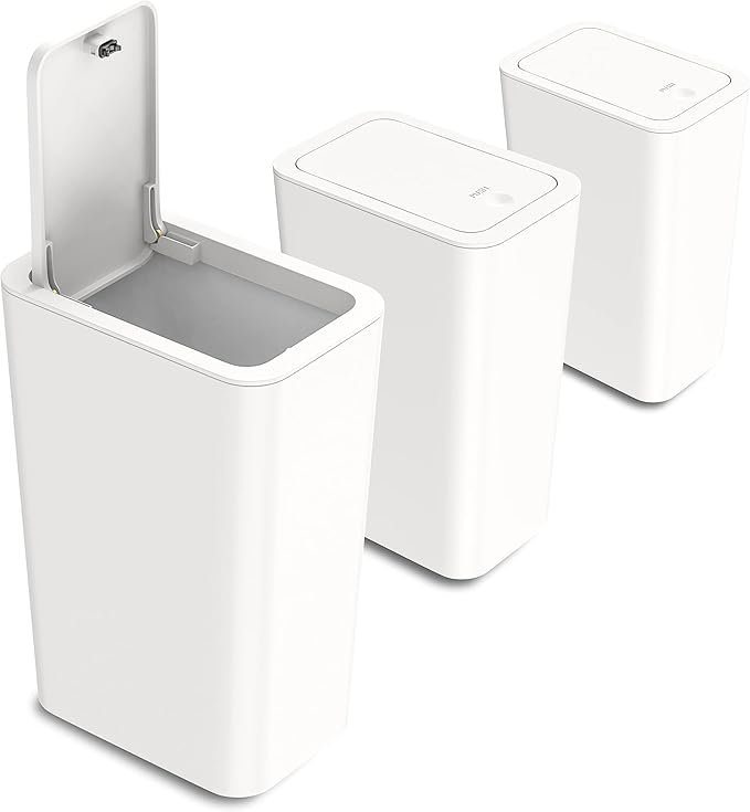 L / 2.6 Gallon Small Trash Can with Lid, Garbage Can with Pop-Up Lid, Waste Basket for Bathroom, Bedroom, Office