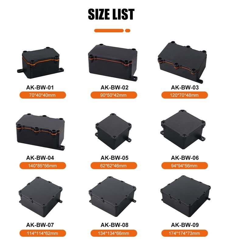 Szomk Custom PC Flame Retardant Outdoor Project Electric Ip68 Junction Box Black Waterproof Box Abs Plastic alternate view