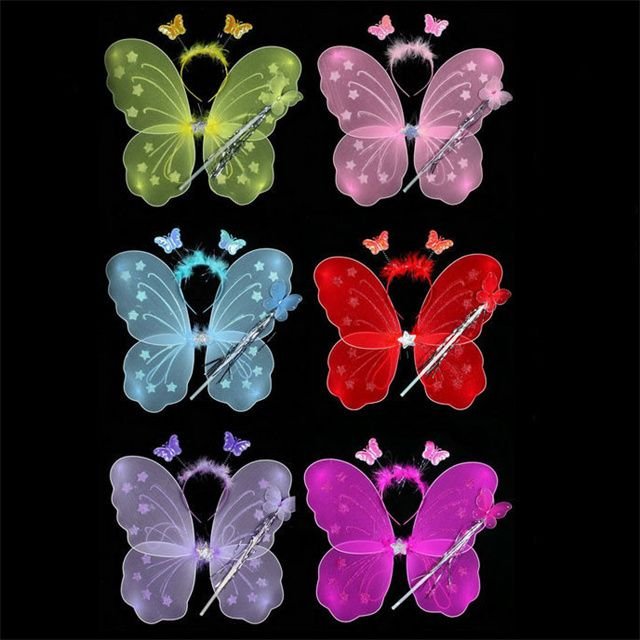 Fairy Dressing up Costume for Girls Butterfly Fairy Wings Magic Wand Headband Costume Set for 3-8 Years alternate view