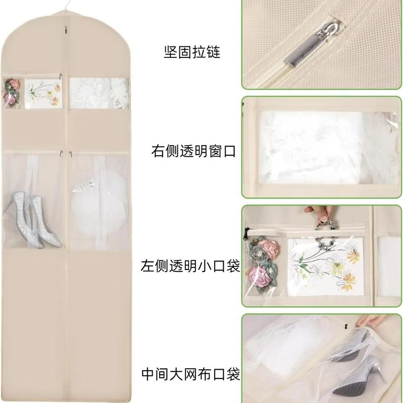 72" Wedding Dress Garment Bag with Bride Tote Bag Dust Storage Cover Bags for Women Gowns Long Dress Customized 3