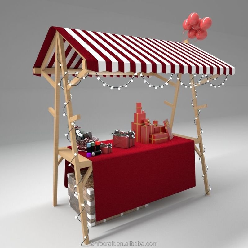 Portable Multifunction Wooden Outdoor Storage Rack for Market Vendors Flower Pots Food/Drink