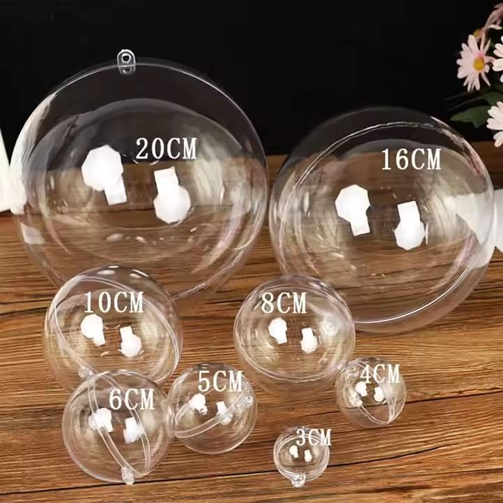 Custom Clear Christmas Ball Tree Hanging Decoration Transparent Acrylic Plastic Christmas Ball Ornament