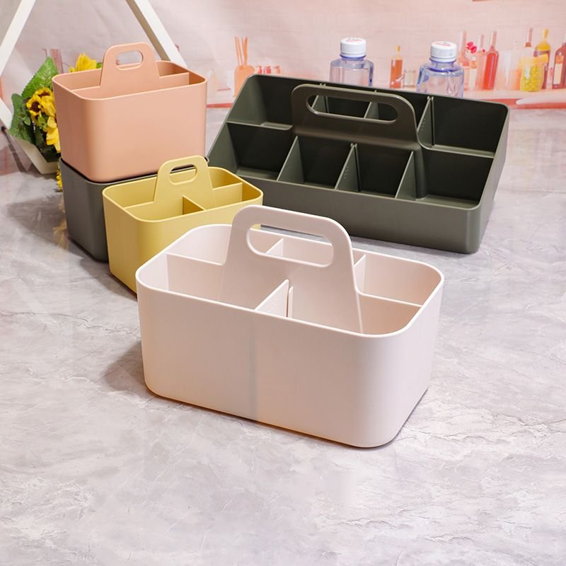 Rectangle Multipurpose Caddy Organizer, Plastic Tote with Handle, Stackable Storage Caddy for Desk, Cosmetic alternate view