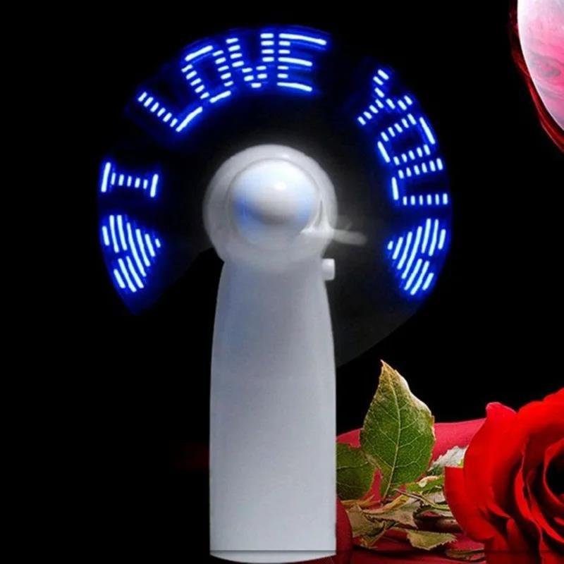 Mini LED Small Fan Glowing Text Custom Logo Multi-color Handheld Portable Gift Advertising Specialty