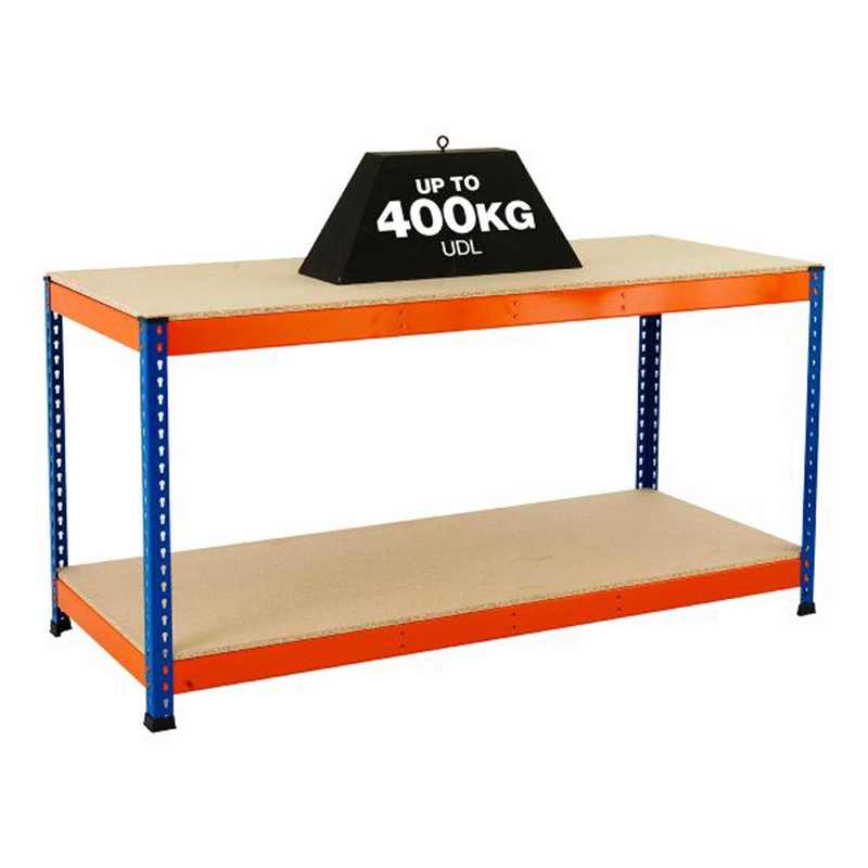 Two-Shelf Utility Metal Industrial Workstation Cabinet, Steel Tool Storage Work Bench 3