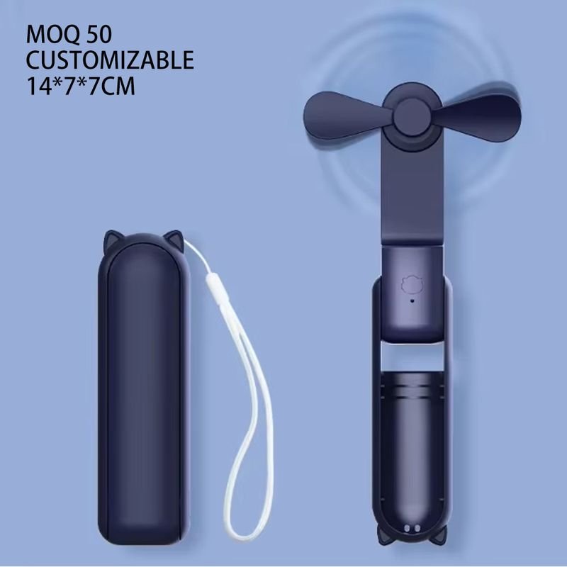 Handheld Mini Portable Fan 2 in 1 Hand Folding Fan Usb Rechargeable Personal Cute Small Pocket Fan with Power Bank