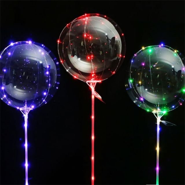 LED Bobo Balloons Transparent LED Light up Balloons Clear Glow Balloons with String Lights for Party Birthday alternate view
