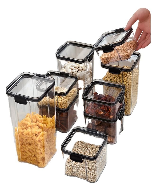 Modern Design Flexible Multifunctional PET Plastic Airtight Leakproof Transparent Kitchen Storage Canister for