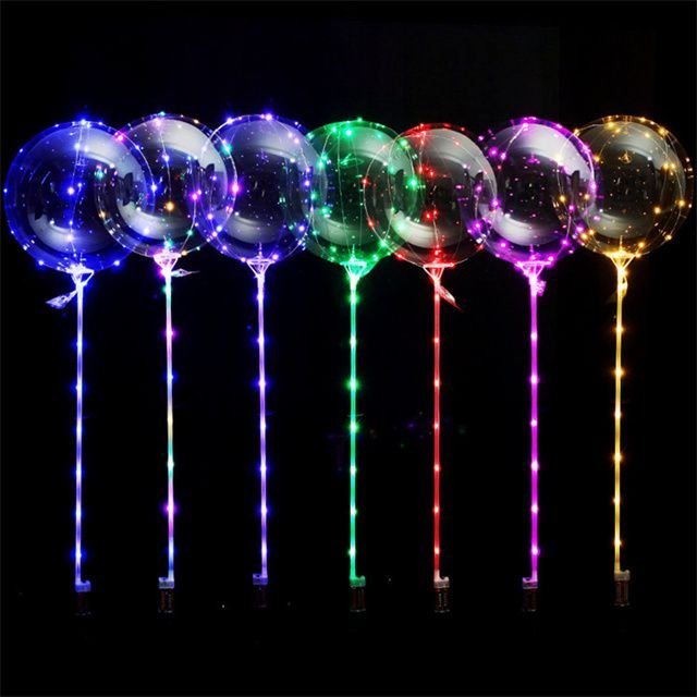 LED Bobo Balloons Transparent LED Light up Balloons Clear Glow Balloons with String Lights for Party Birthday