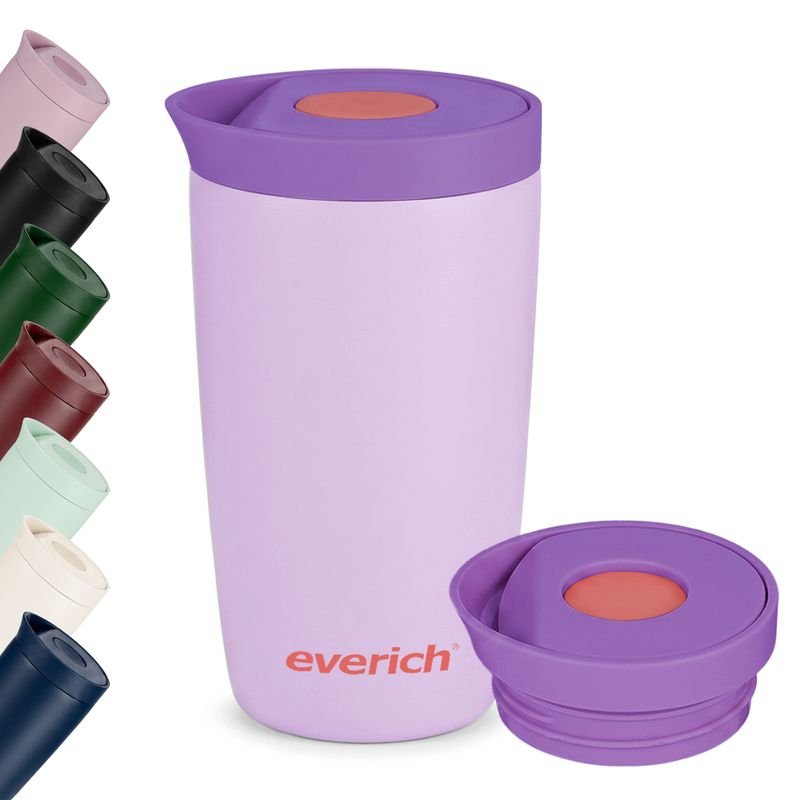 12oz Stainless Steel Insulated Coffee Muf With Press Lid Double-Wall Travel Thermal Water Flask BPA Free Leakproof