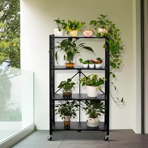 Foldable Shelving Unit, Heavy Duty Metal Frame Folding Shelf Organizer for Home & Garage 6