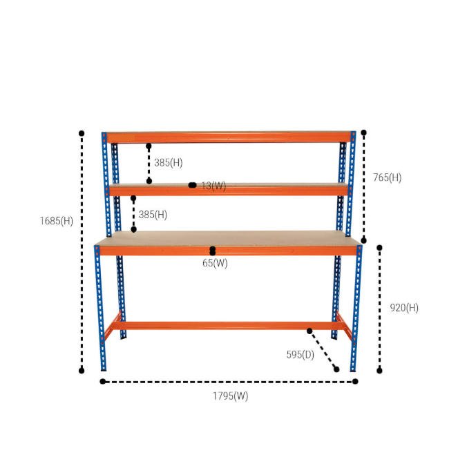 Heavy Duty Metal Workbench for Warehouse & Workshop, Professional Grade