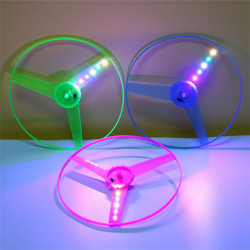 Outdoor Children Plastic Pull String Stay Wire Led Flashing Light up Flying Saucer Disc Toy for Neon Party Supplies 3