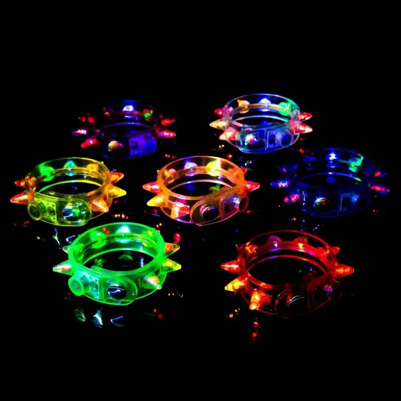 Punk Eight Light LED Flash Rivet Bracelet Neon Party Supplies Factory Price MOQ 100pcs
