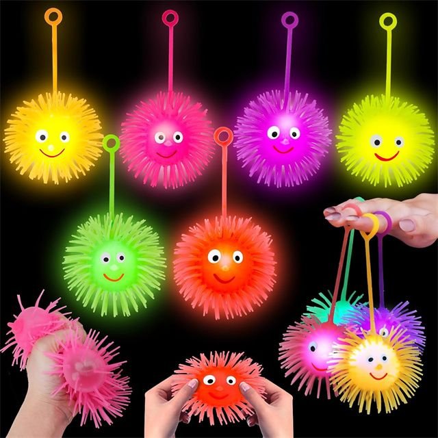 Hot Sale LED Puffer Ball Light up Party Favors for Kids Bulk Sensory Bouncy Ball Goodie Bags Stuffers Prizes Kids
