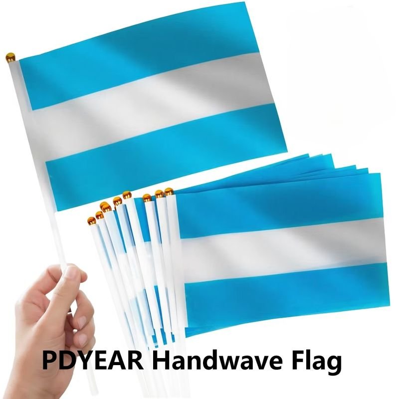 Portable Polyester Mini Flags with Custom logo Print Waterproof Folding Handwave Flags for Party Decorations and